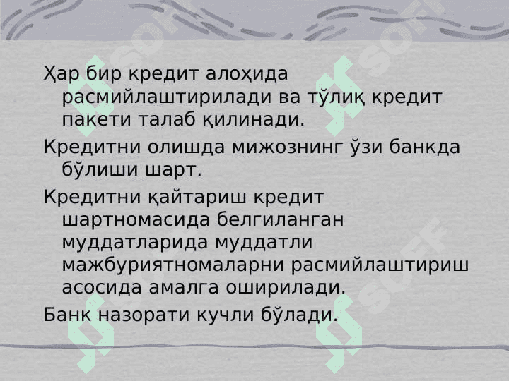 ALOHIDA KREDIT TURLARI 6