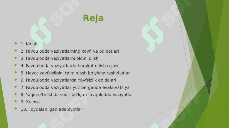 Favqulodda vaziyatlarda hayot xavfsizligini ta'minlash bo'yicha tadbirlarni rejalashtirish 2