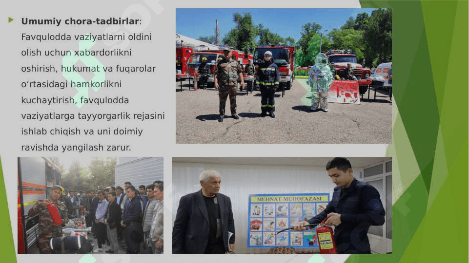 Favqulodda vaziyatlarda hayot xavfsizligini ta'minlash bo'yicha tadbirlarni rejalashtirish 8