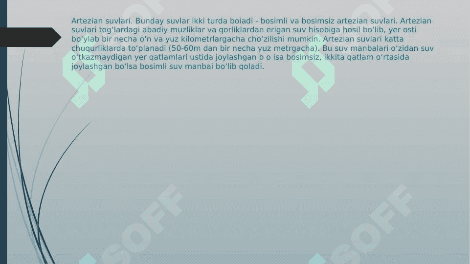 Mahalliy va markazlashgan suv ta'minoti haqida tushuncha ularning gigiyenik ahamiyati 7