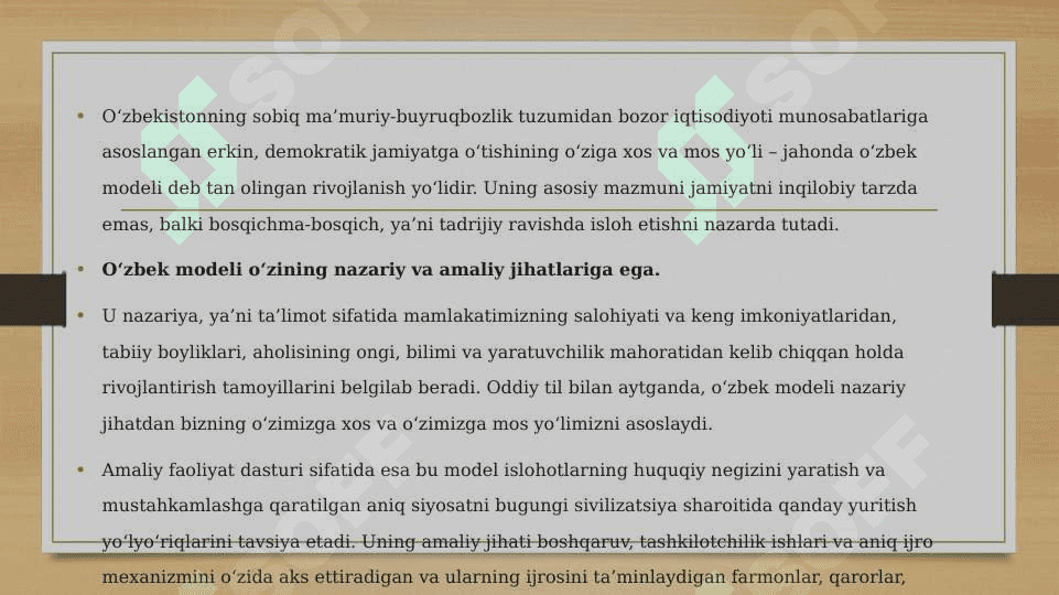Taraqqiyotning O‘zbek modeli 3