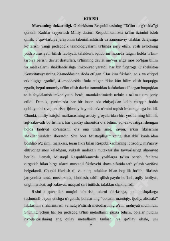 9-sinfda nutq o‘stirishga qaratilgan mashq va topshiriqlar ishlab chiqish 2