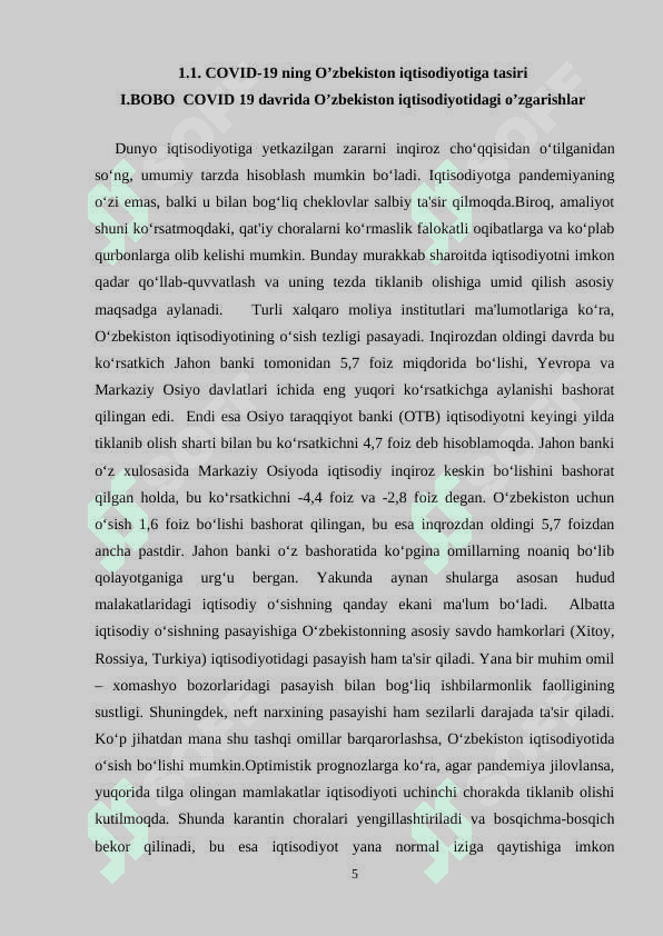 Covid-19 pandemiyasining O’zbekiston iqtisodiyotiga tasiri 5