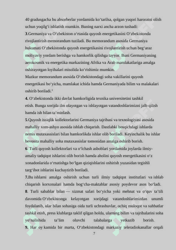 Global energetik muommolarning kelib chiqish sabablari va uni xal etish yo’nalishlari 7
