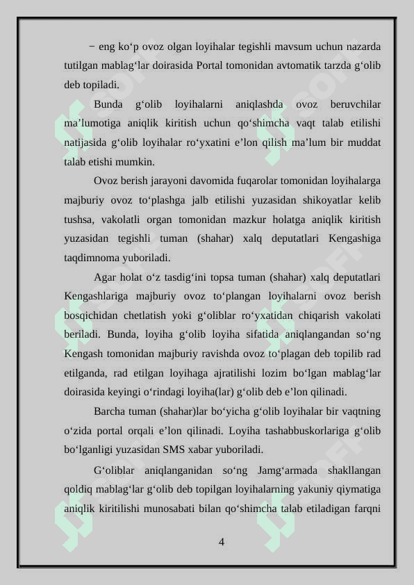 Tanlangan takliflarga ovoz berish tartibi 4