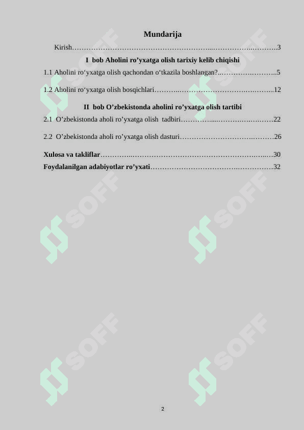Aholini roʻyxatdan oʻtkazish tarixi va hozirgi zamon roʻyxatga olish metodlari 2