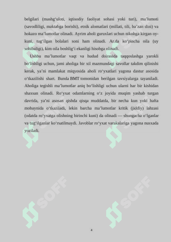 Aholini roʻyxatdan oʻtkazish tarixi va hozirgi zamon roʻyxatga olish metodlari 4