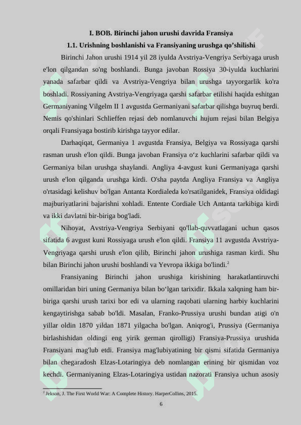 Birinchi jahon urushi yillarida Fransiya 6