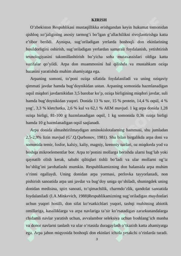 Kuzgi arpani sug’oriladigan sharoitda don uchun o’stirish  texnologiyasi 3