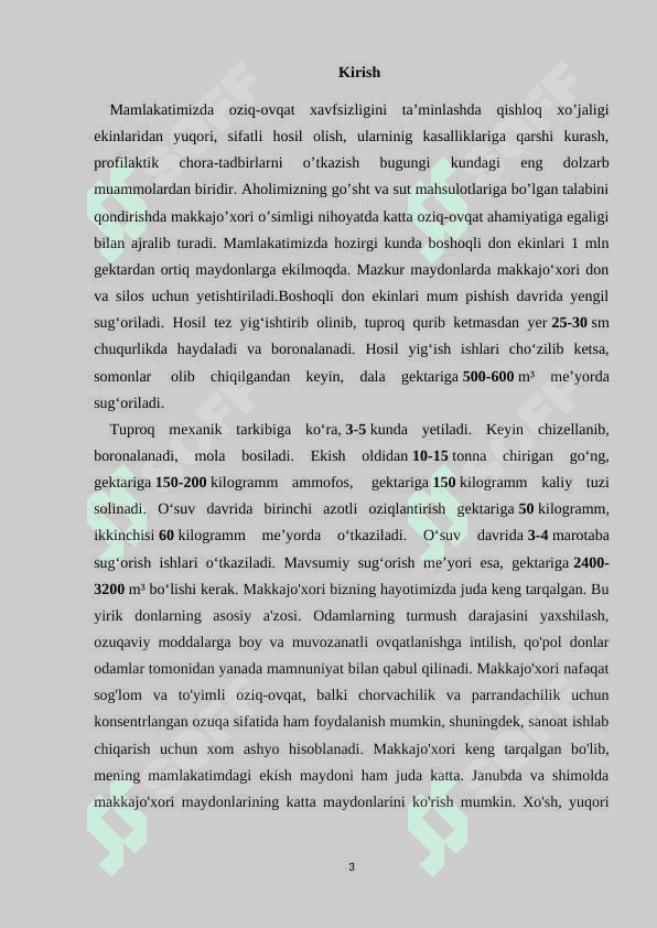 Makkajo’xorin silos uchun o’stirish texnologiyasi 3