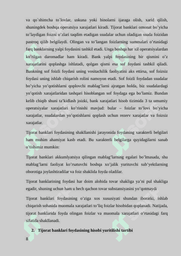 Bank foydasi va uning hisobini yuritish 8