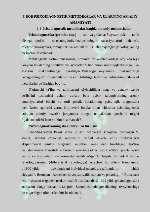 Amaliy topshiriq xarakteriga ko‘ra psixodiagnostik metodikalar klassifikatsiyasi 5