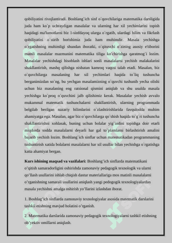 Boshlang’ich sinf matematika darslarida sodda va murakkab masalalar yechishga o’rganish 3