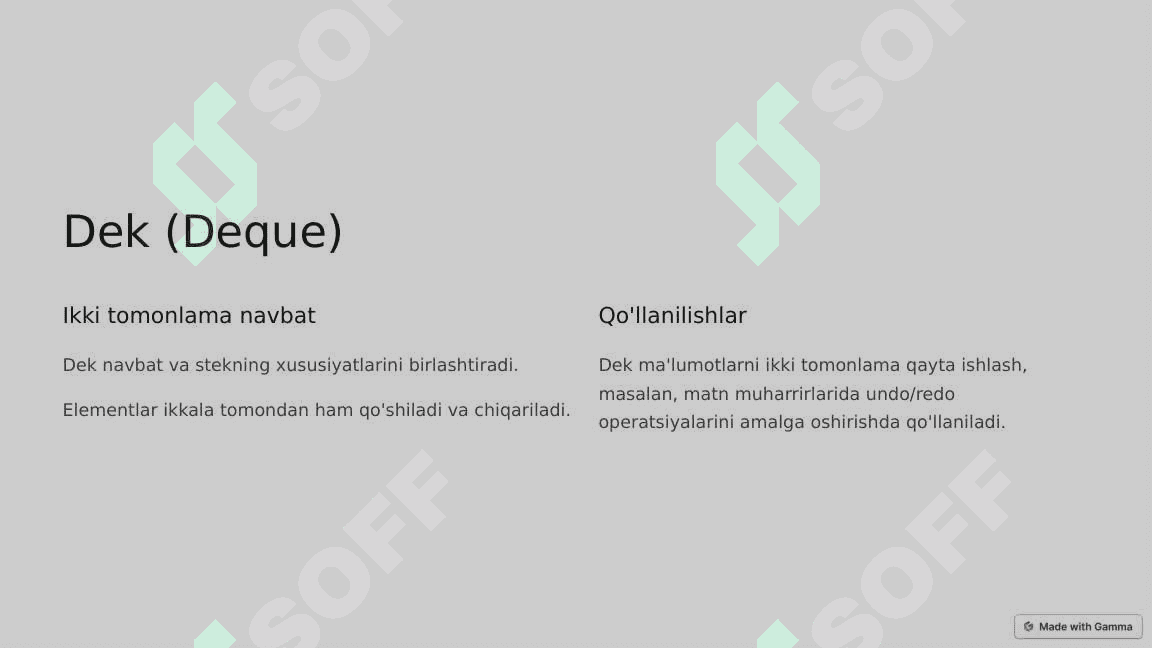 Navbat, Stek va Dek 4