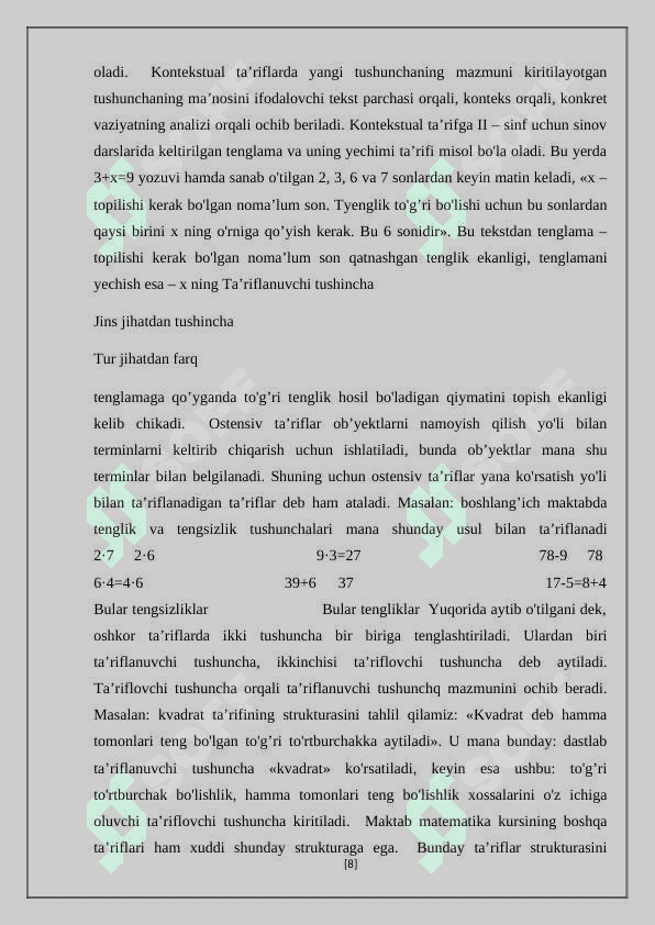 Beruniy matematikaga oid ishlarini kichik maktab yoshdagi o'quvchilarga tushintirish 8