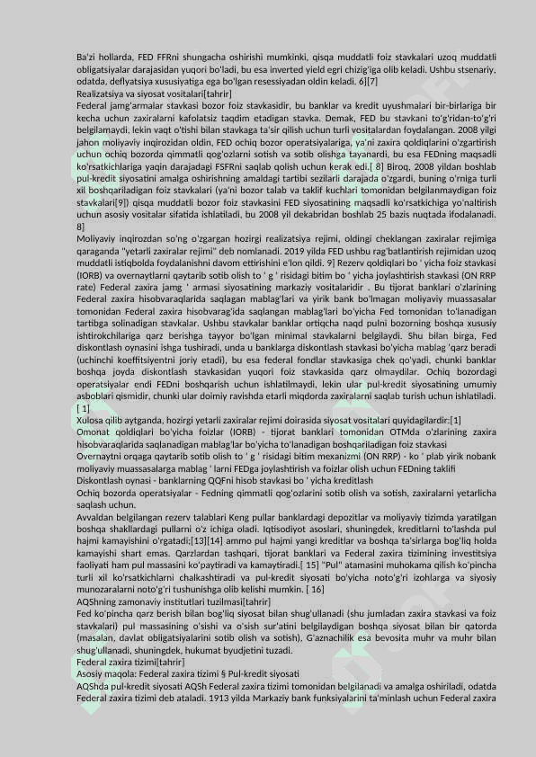 AMERIKA Qo ' shma Shtatlarning pul-kredit siyosati 2