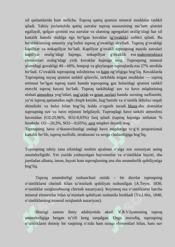 Tuproqning tarkibi uning mineral va suyuq qismlari oziq elementlari manbai sifatida 3