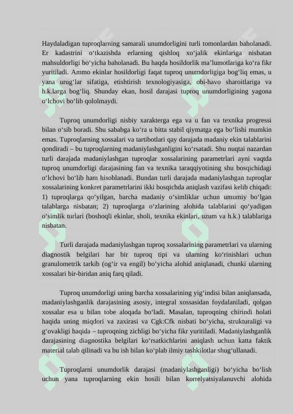 Tuproqning tarkibi uning mineral va suyuq qismlari oziq elementlari manbai sifatida 7