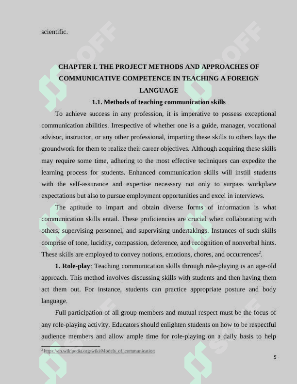 Using the project method in the development of Communicative Language Skills 5