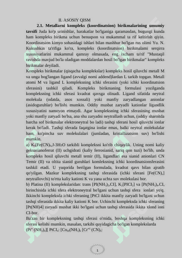 Kompleks birikmalar va eritmalar analizi 3