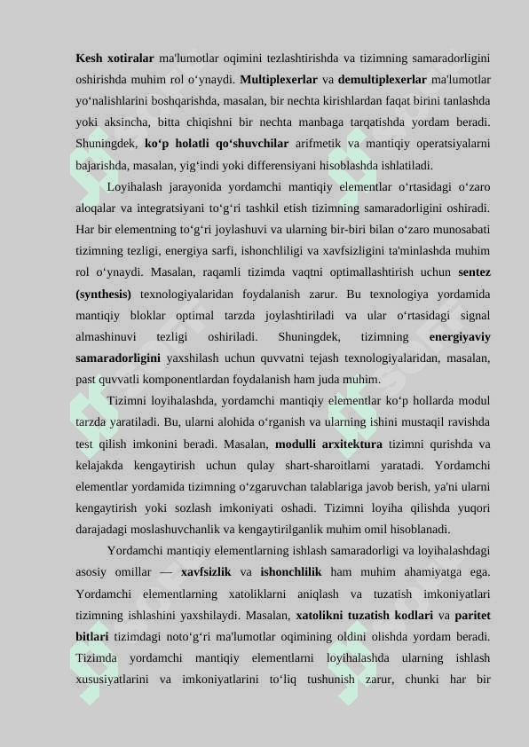 Raqamli uzel va qurilmalarda yordamchi mantiqiy elementlar urni va ularning loyihalash 5