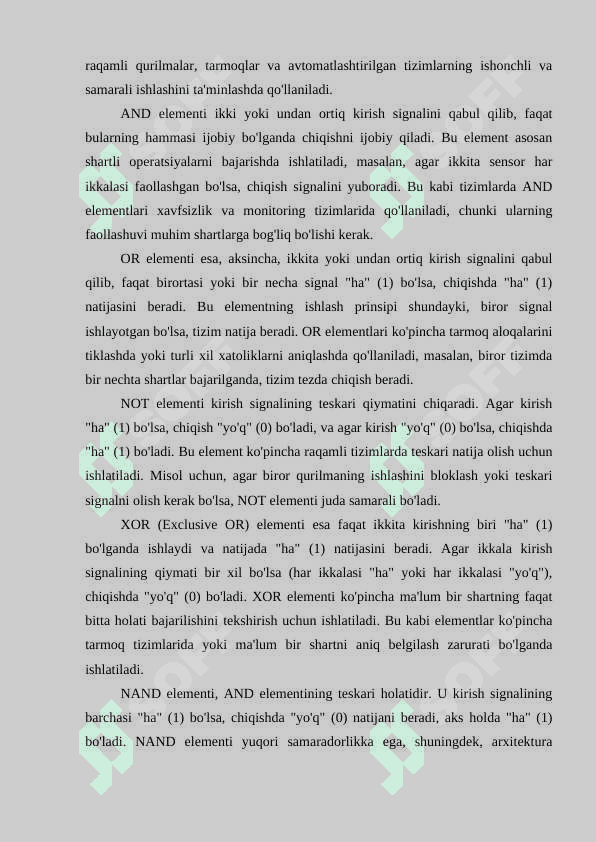 Raqamli uzel va qurilmalarda yordamchi mantiqiy elementlar urni va ularning loyihalash 8