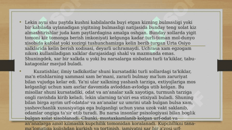 Oʻlka urf-odatlari va anʼanalari 4