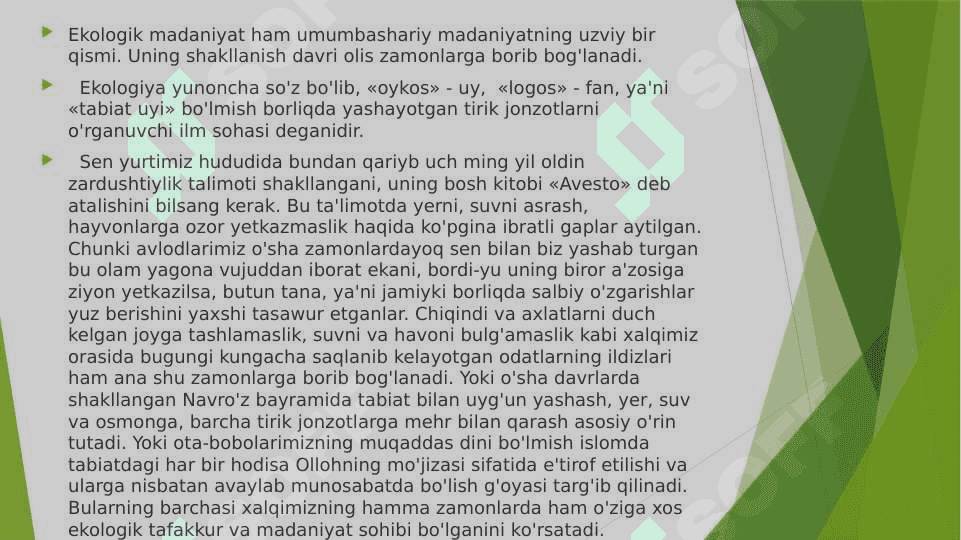 Ekologiya madaniyatining shakllanishi 2