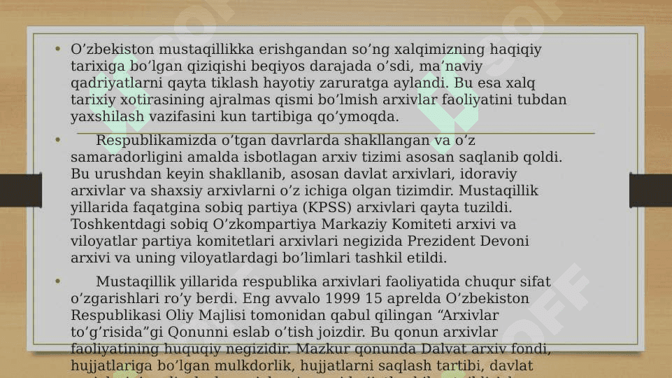 O’zbekistonda arxiv ishi. Yutuq va kamchiliklari 2