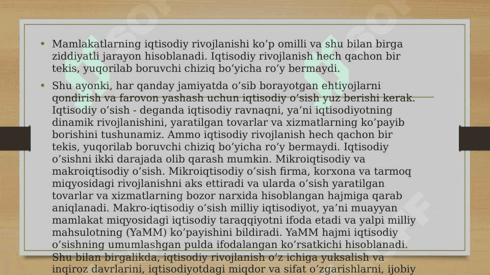Jahonda Iqtisodiy o’sish su’ratlari: omillari, xolati va rivojlanish tendensiyalari 3