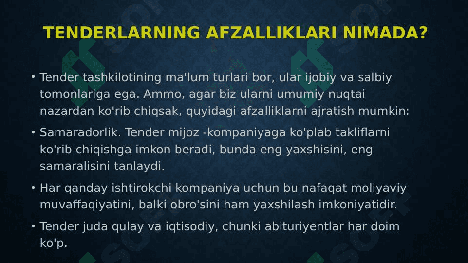 TENDER TUSHUNCHASI 3