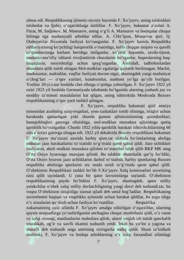 Fayzulla xo’jayev hayoti va faoliyati haqidagi yangi mulohazalar 7