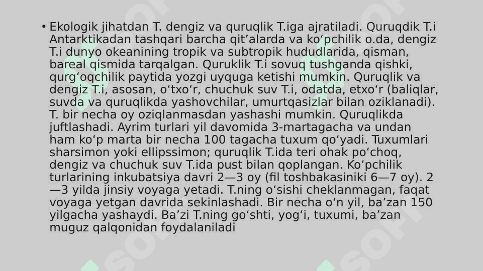 Toshbaqalar tuzulishining asasiy husussiyatlari,turlari,tarqalishi 6