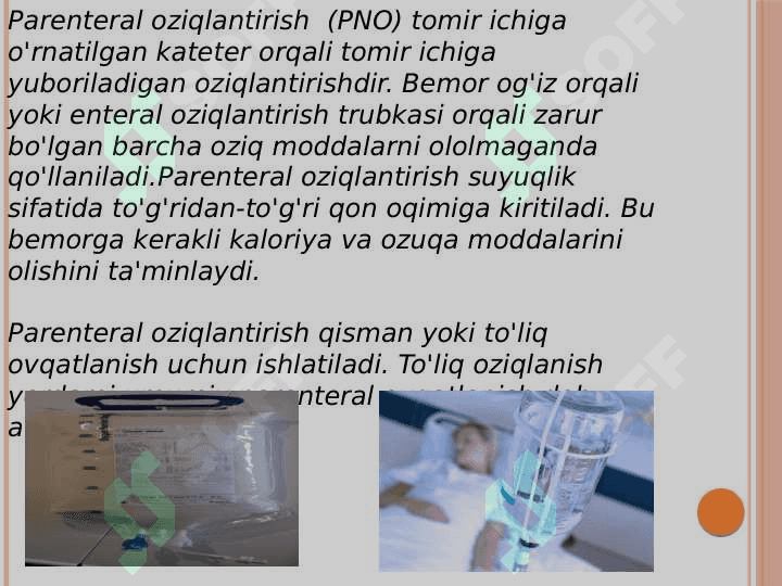 Parenteral oziqlantirish 2