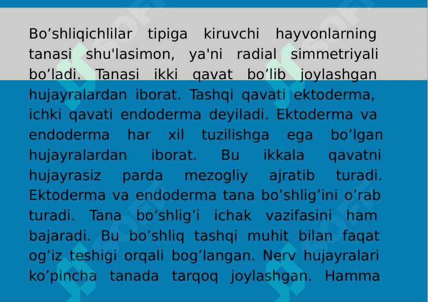 5-Mavzu: Eumetozoa. Bo‘shliqichlilar (Cnidaria) tipi. 3