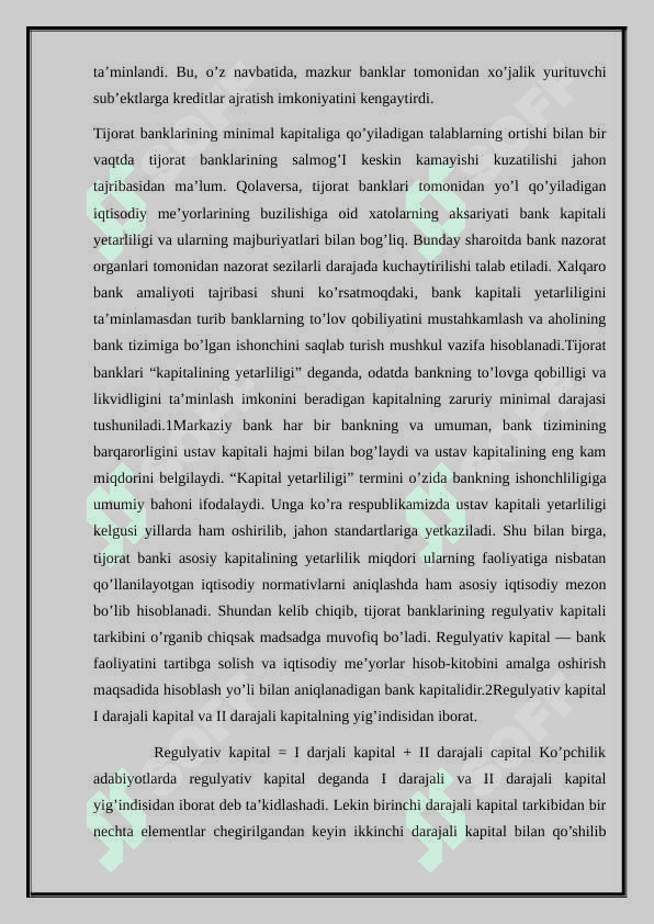 Banklarning kapitali va uning buxgalteriya hisobini yuritilishi 5
