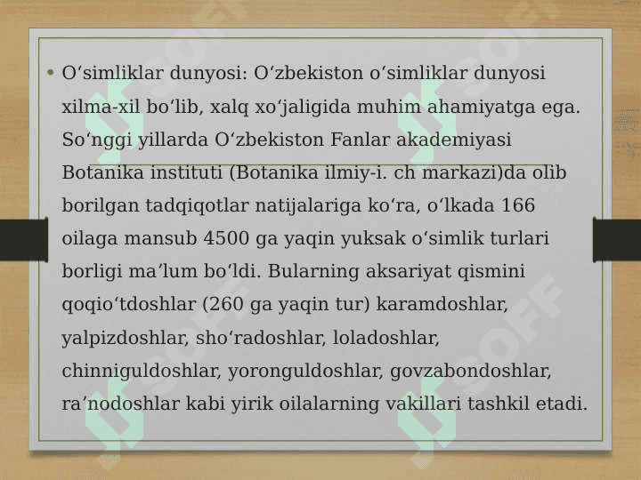 O'zbekiston Respublikasida flora dunyosi 2