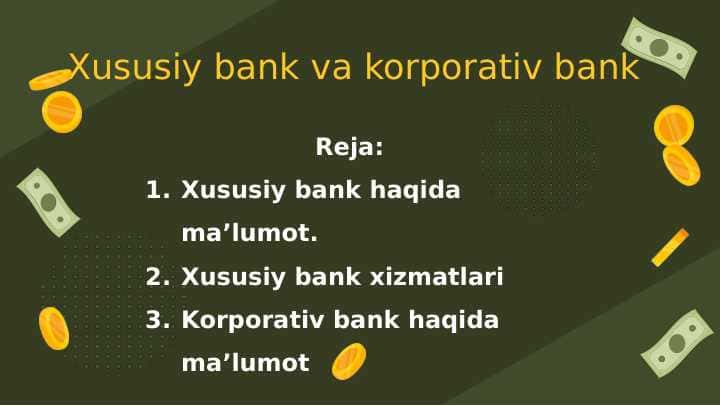 Xususiy bank va korporativ bank