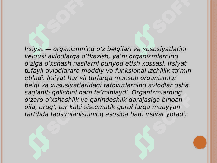 Irsiyat va atrof-muhit 2