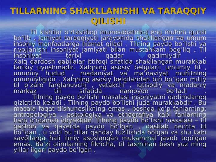 TILLARNING DHAKLLANISH VA TARAQQIY QILISH 2