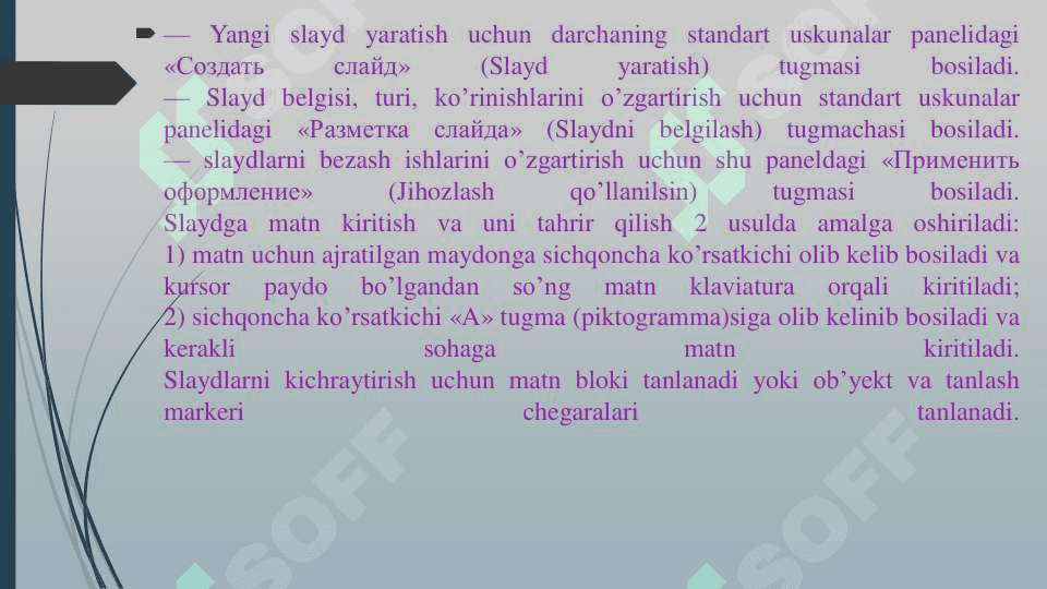 TAQDIMOT MUHARRIRLARIDA TAYYORLANGAN TAQDIMOTLARNI TAHRIRLASH VA FORMATLASH 4