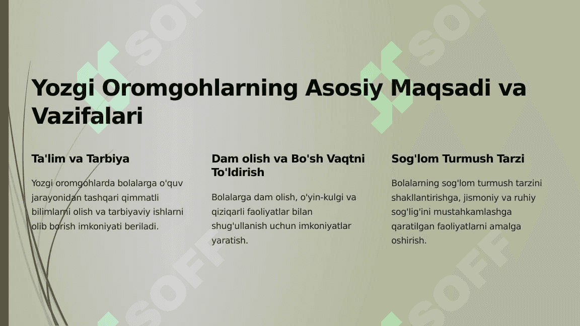 Yozgi dam olish oromgohlarida pedagogik faoliyatni tashkil etish 2