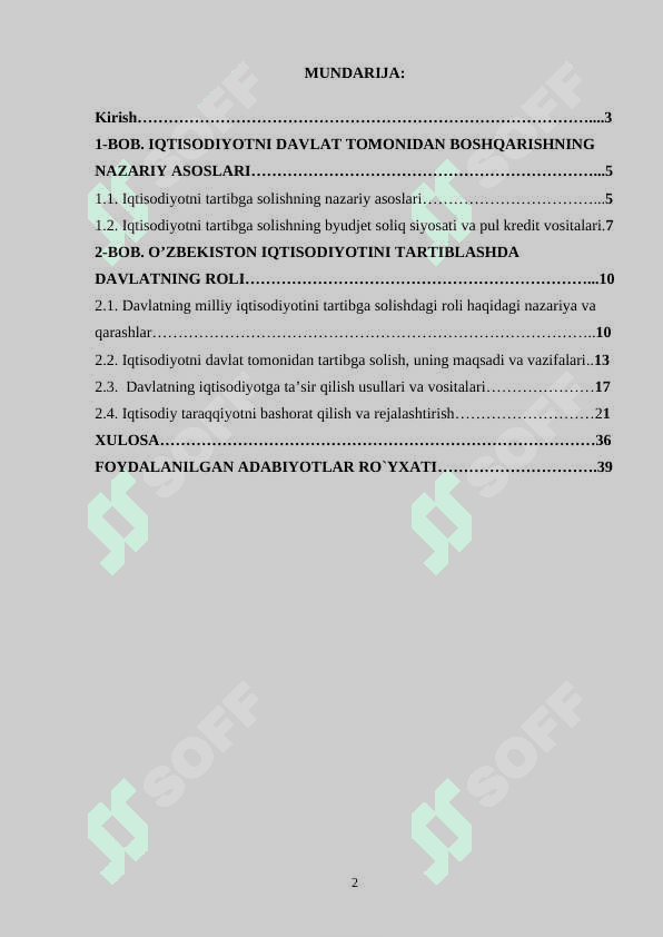 IQTISODIYOTNI DAVLAT TOMONIDAN TARTIBGA SOLISHNING MOHIYATI VA ZARURLIGI. 2