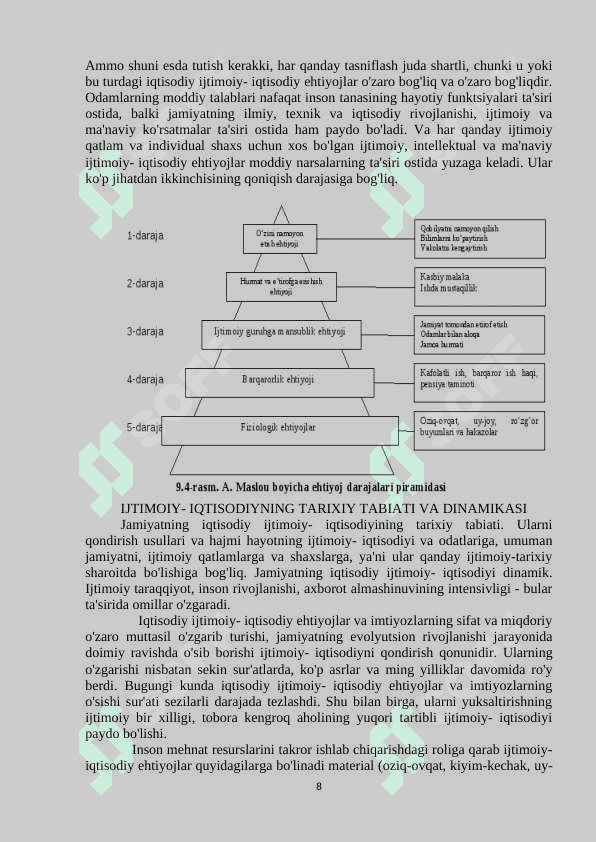 Ijtimoiy- iqtisodiy ehtiyojlarning mazmuni va ularning turkumlanishi 8