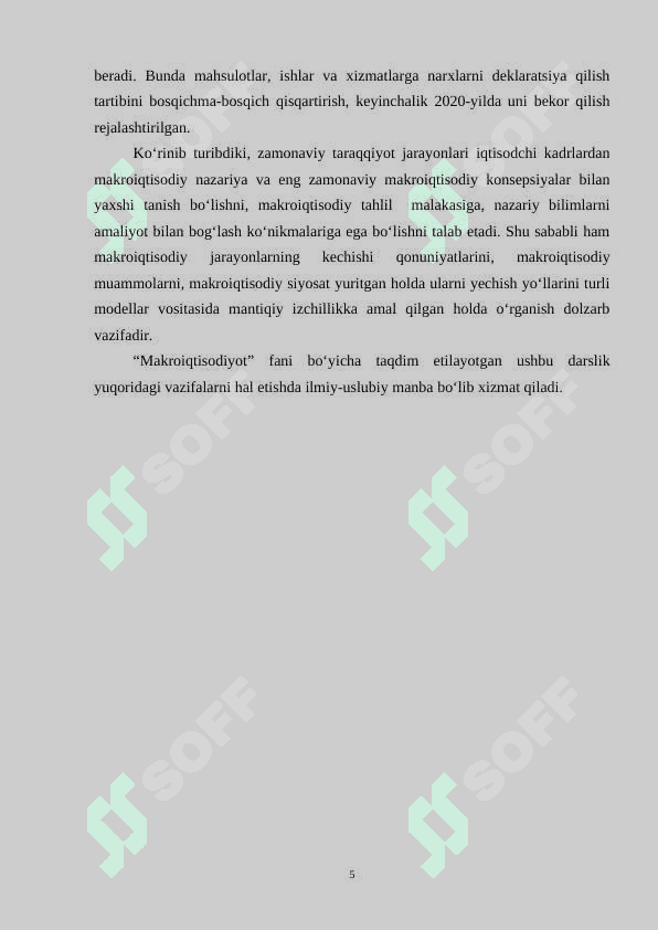 Makroiqtisodiyot uning maqsadlari va vazifalari. 5