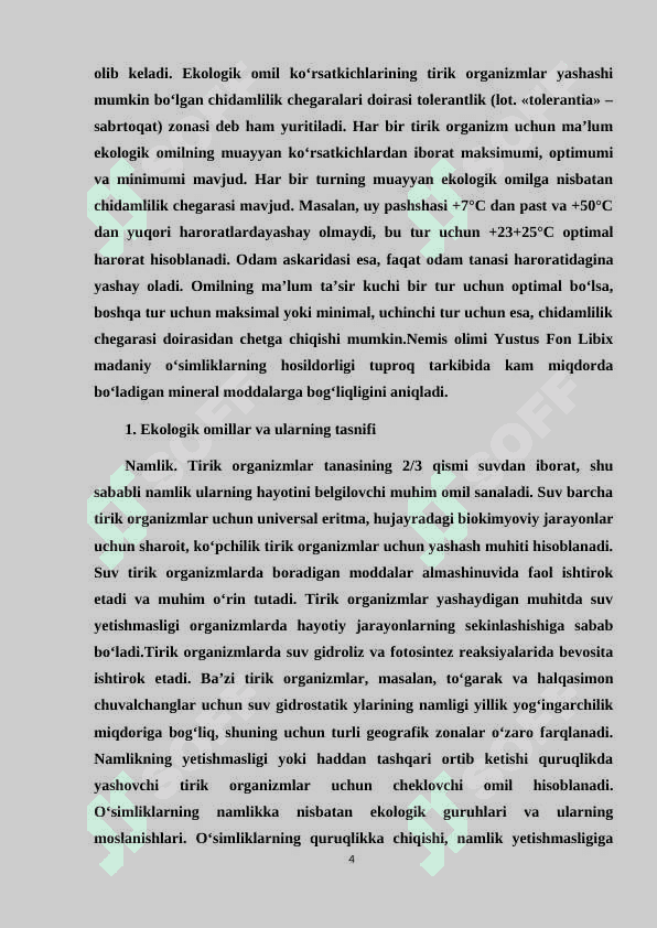 Qoʻqon shahar va atrof tumanlardagi oʻsimliklarning namlik omiliga koʻra ekologik guruhlarini aniqlash 4
