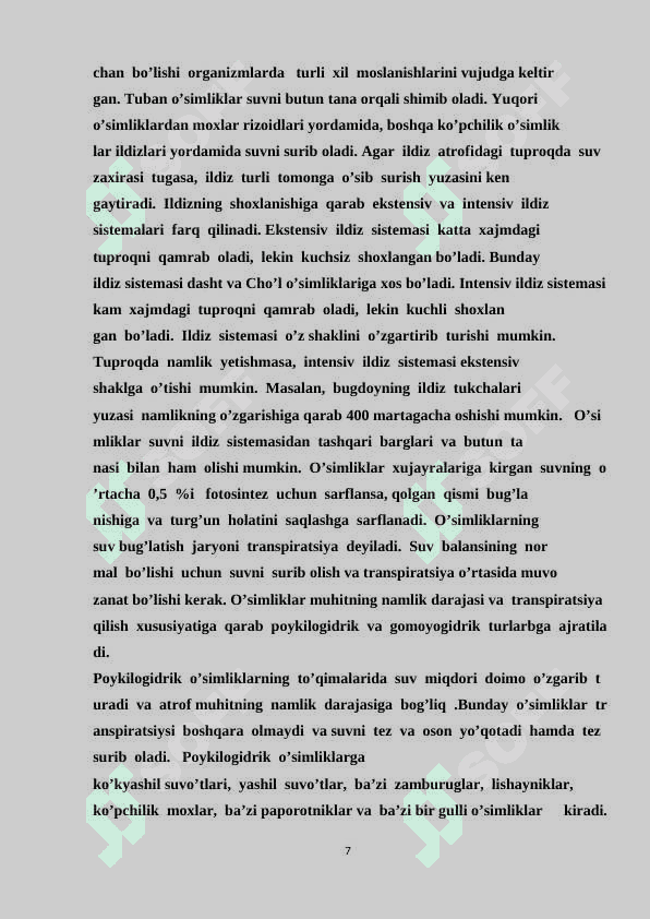 Qoʻqon shahar va atrof tumanlardagi oʻsimliklarning namlik omiliga koʻra ekologik guruhlarini aniqlash 7