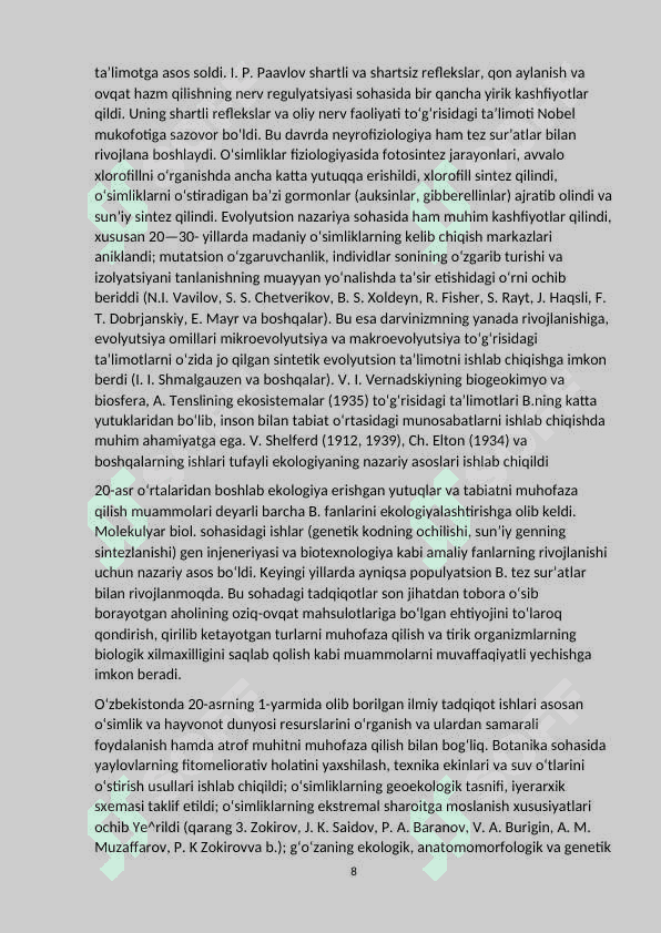 Qishloq xo’jaligi ekinlarining sug’orishni fiziologik asoslari 8
