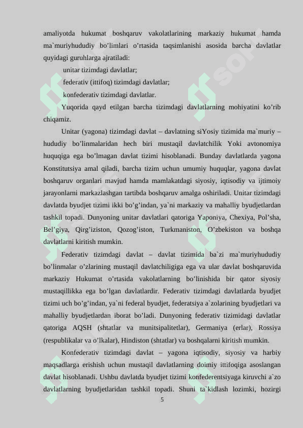 BYUDJET:  UNING SHAKLLANISHI VA   TAQSIMLANISHINING  IQTISODIYOTDAGI AHAMIYATI 5
