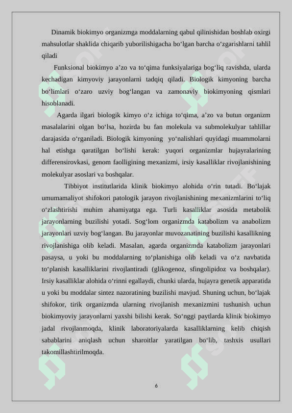 Kofermentlar klassifikatsiyasi,vodorod va elektron tashuvchi kofermentlar,tsitoxromlar 6
